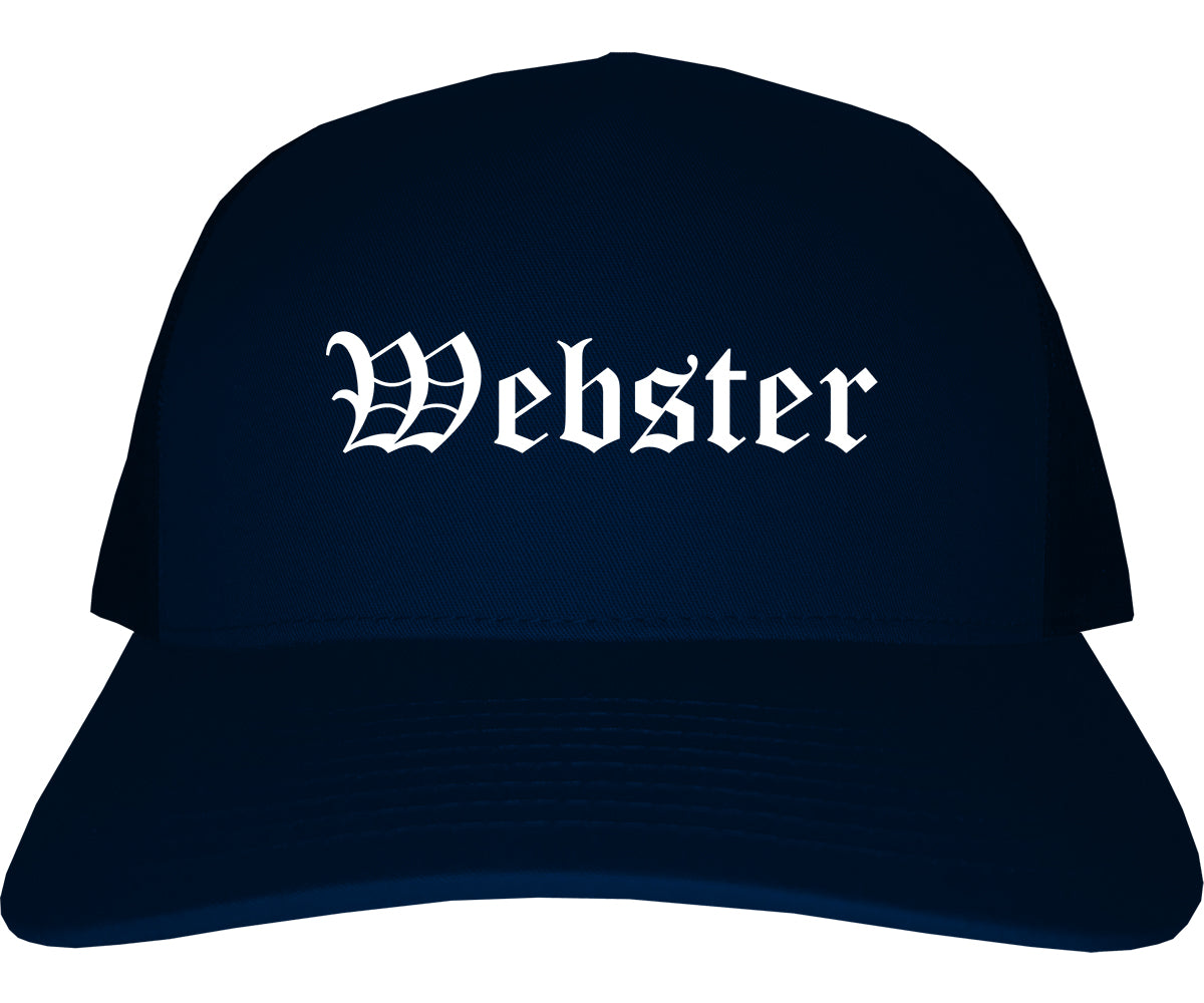 Webster Texas TX Old English Mens Trucker Hat Cap Navy Blue