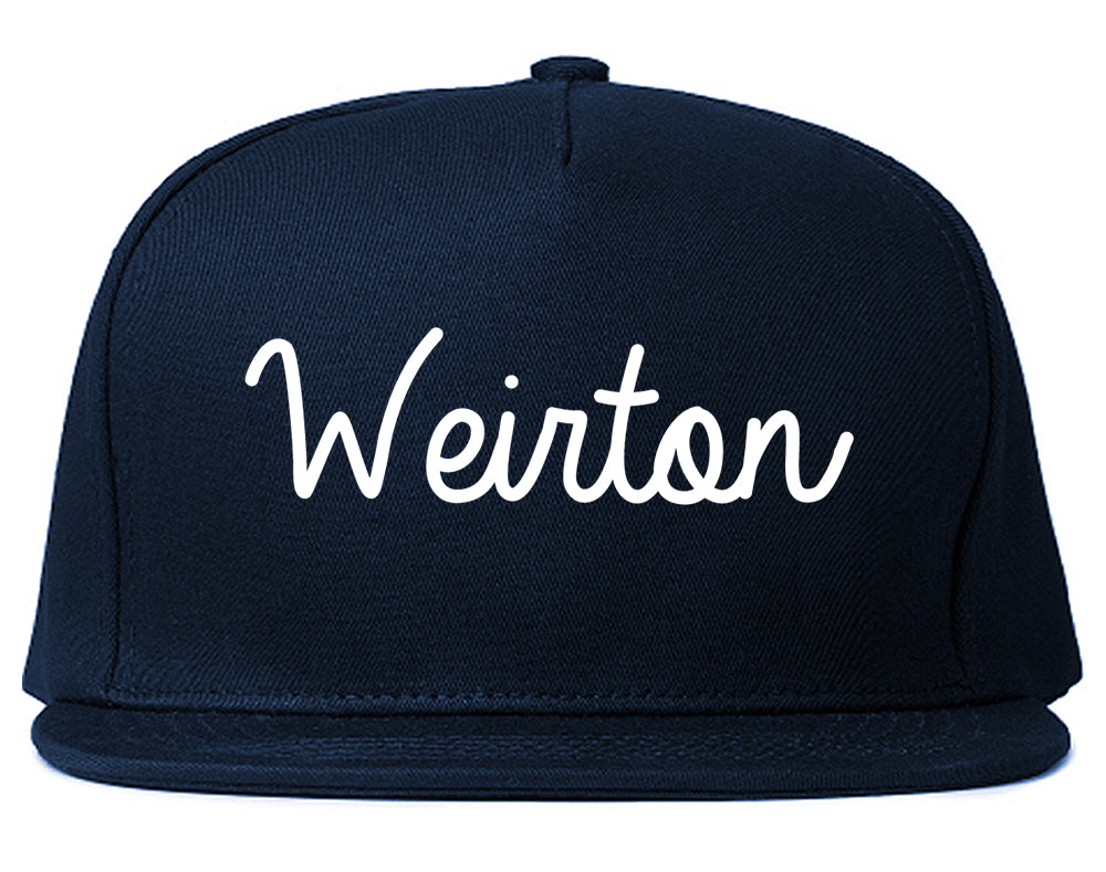 Weirton West Virginia WV Script Mens Snapback Hat Navy Blue