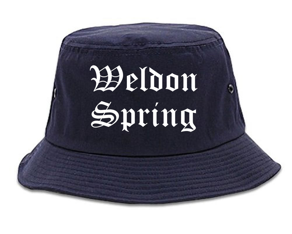 Weldon Spring Missouri MO Old English Mens Bucket Hat Navy Blue