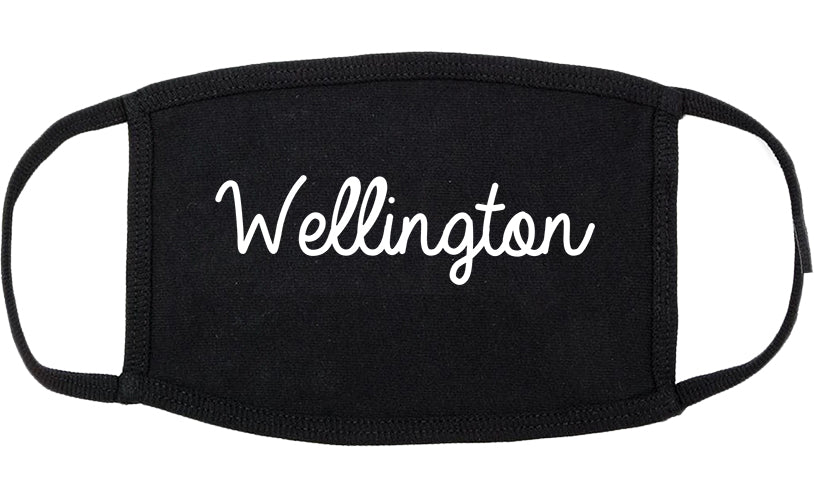 Wellington Kansas KS Script Cotton Face Mask Black