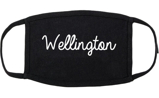 Wellington Kansas KS Script Cotton Face Mask Black