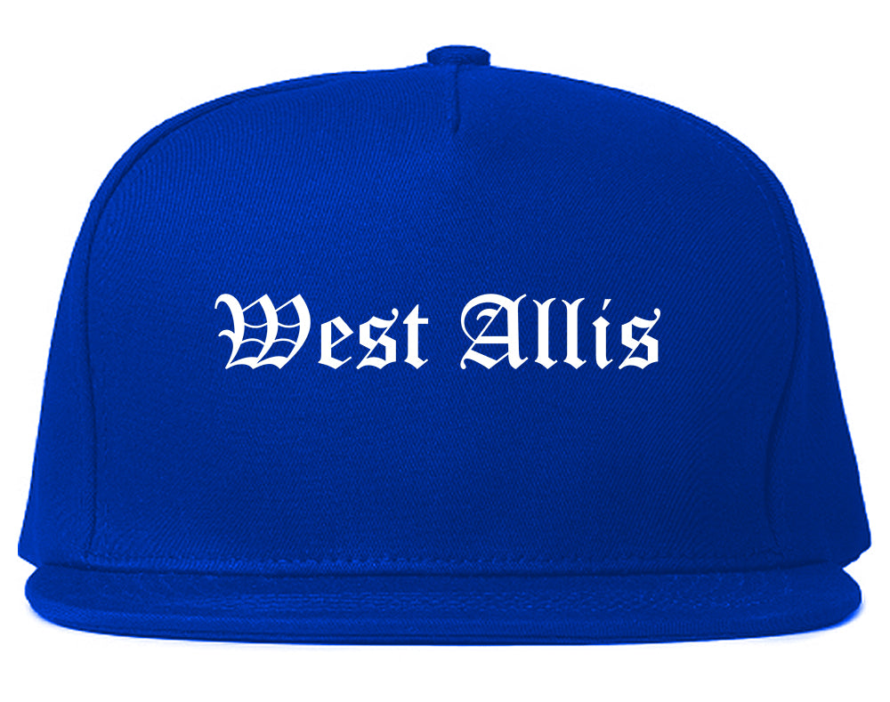 West Allis Wisconsin WI Old English Mens Snapback Hat Royal Blue