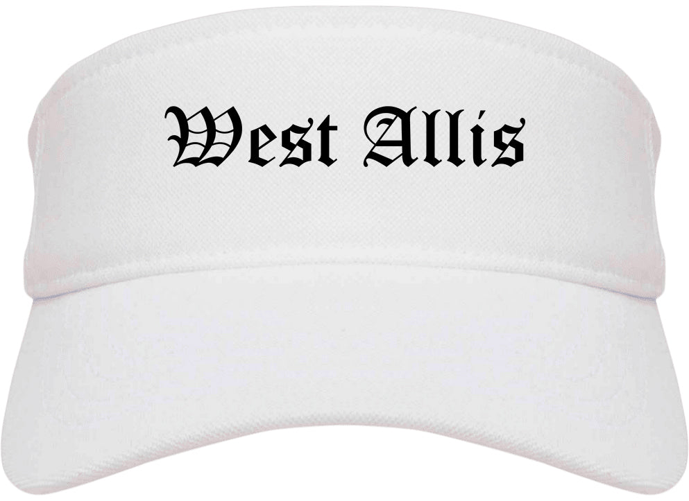 West Allis Wisconsin WI Old English Mens Visor Cap Hat White