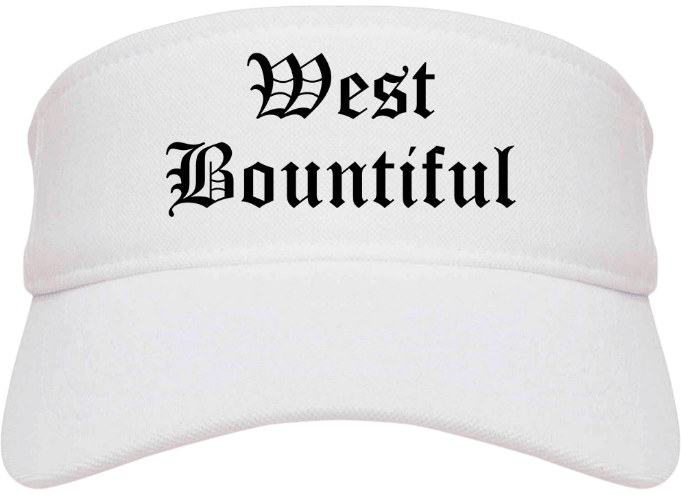 West Bountiful Utah UT Old English Mens Visor Cap Hat White