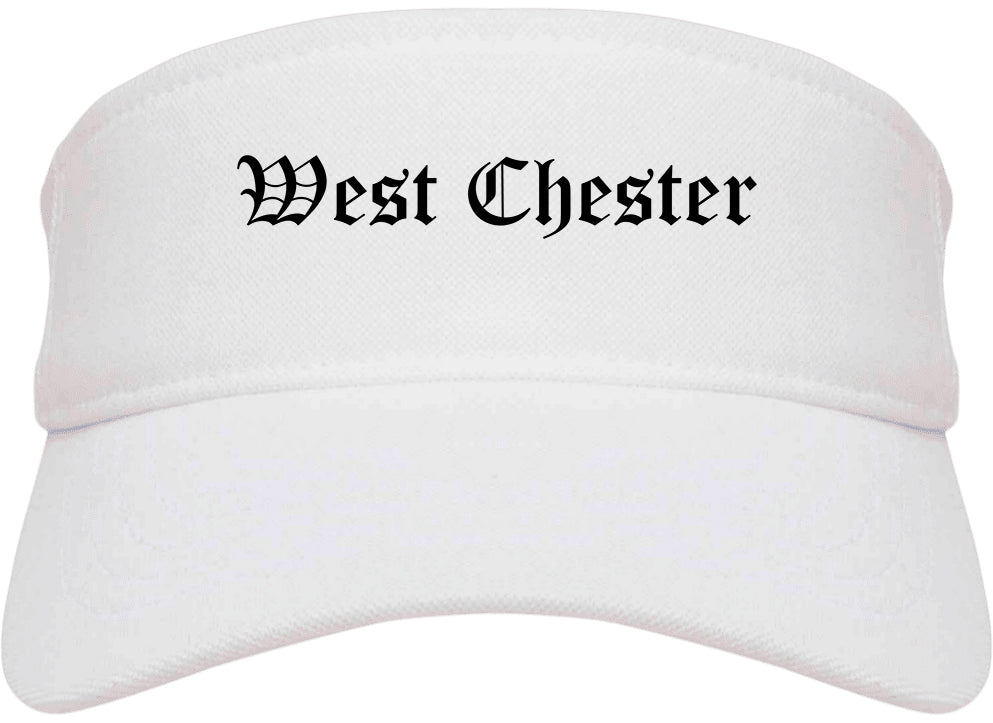 West Chester Pennsylvania PA Old English Mens Visor Cap Hat White