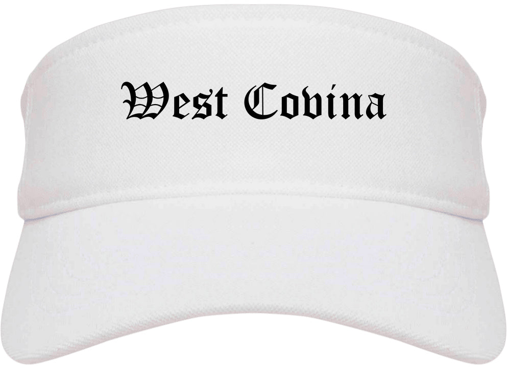 West Covina California CA Old English Mens Visor Cap Hat White