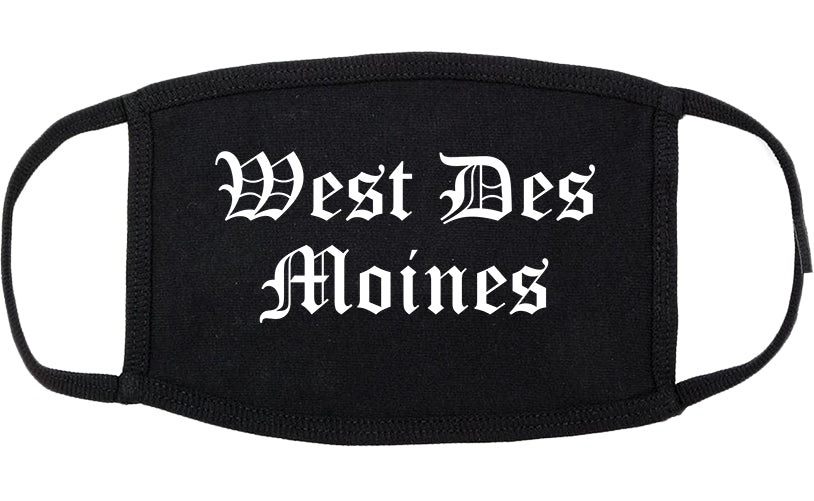 West Des Moines Iowa IA Old English Cotton Face Mask Black