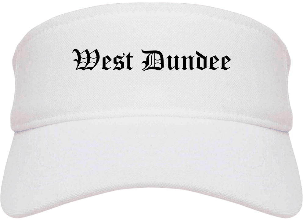 West Dundee Illinois IL Old English Mens Visor Cap Hat White