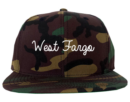 West Fargo North Dakota ND Script Mens Snapback Hat Army Camo