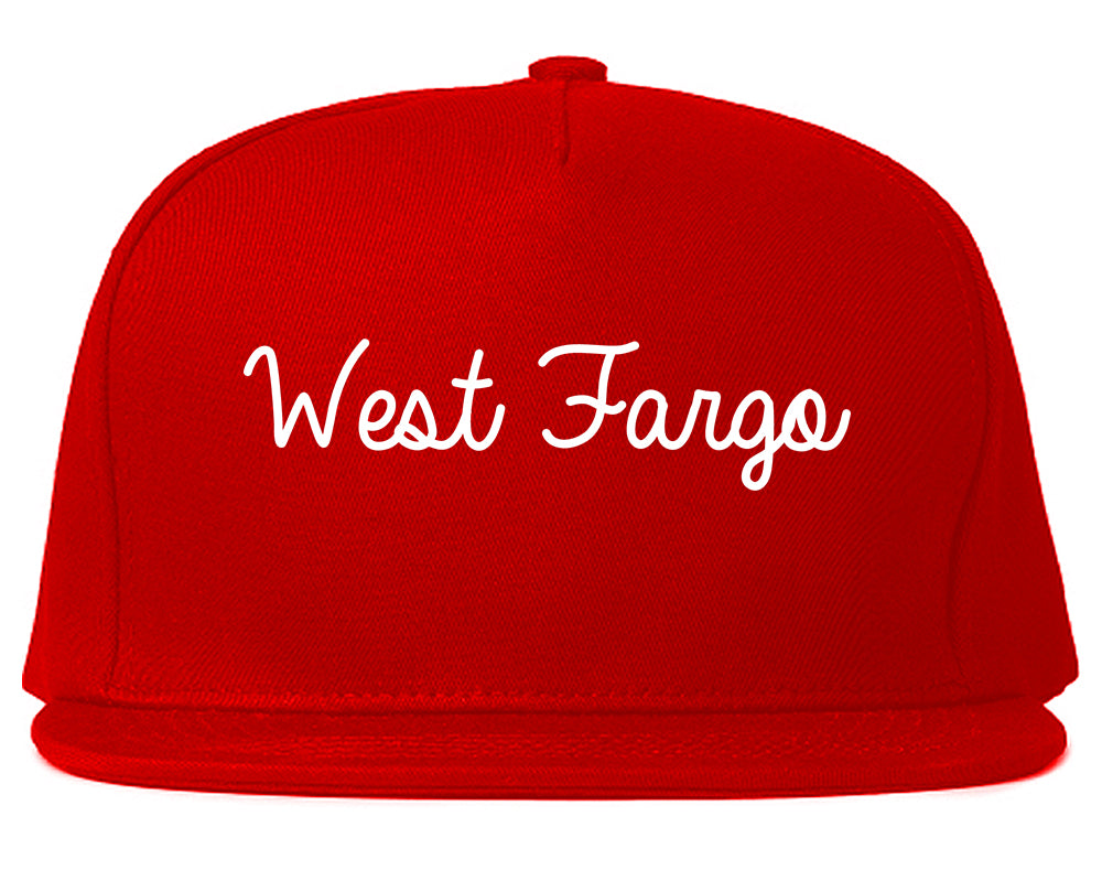 West Fargo North Dakota ND Script Mens Snapback Hat Red