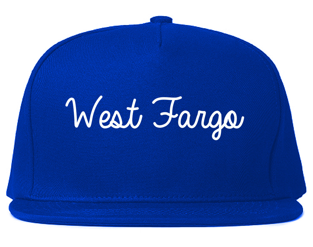 West Fargo North Dakota ND Script Mens Snapback Hat Royal Blue