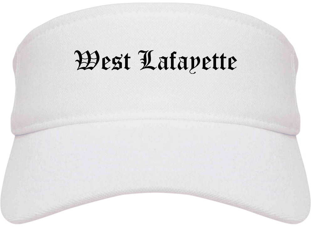 West Lafayette Indiana IN Old English Mens Visor Cap Hat White
