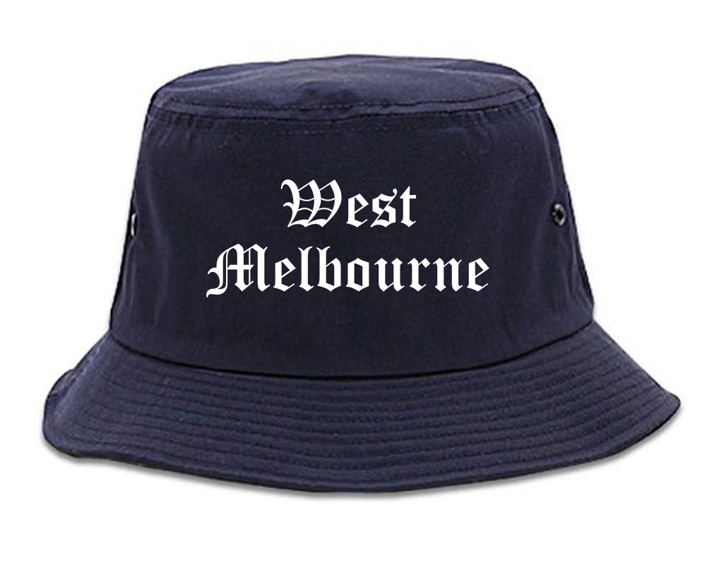 West Melbourne Florida FL Old English Mens Bucket Hat Navy Blue