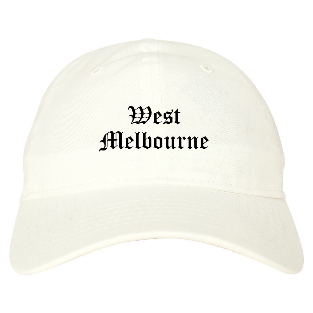 West Melbourne Florida FL Old English Mens Dad Hat Baseball Cap White