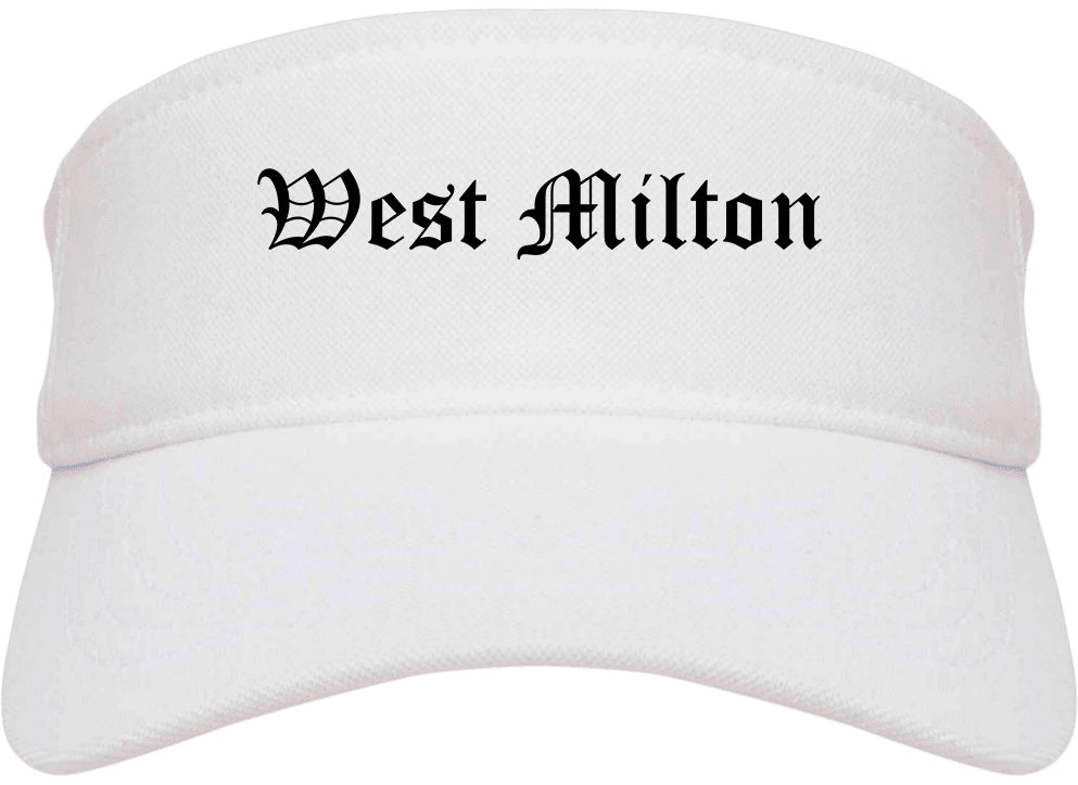 West Milton Ohio OH Old English Mens Visor Cap Hat White