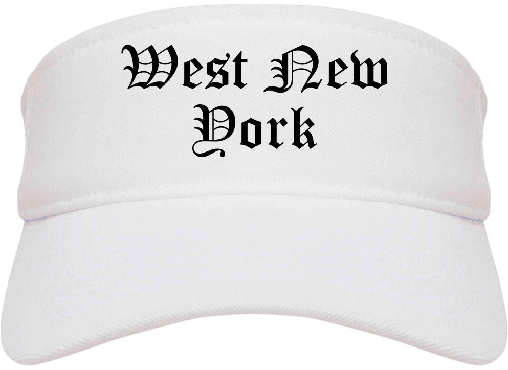 West New York New Jersey NJ Old English Mens Visor Cap Hat White