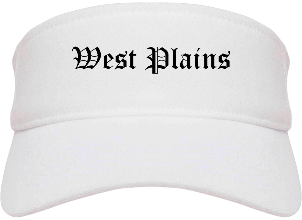 West Plains Missouri MO Old English Mens Visor Cap Hat White