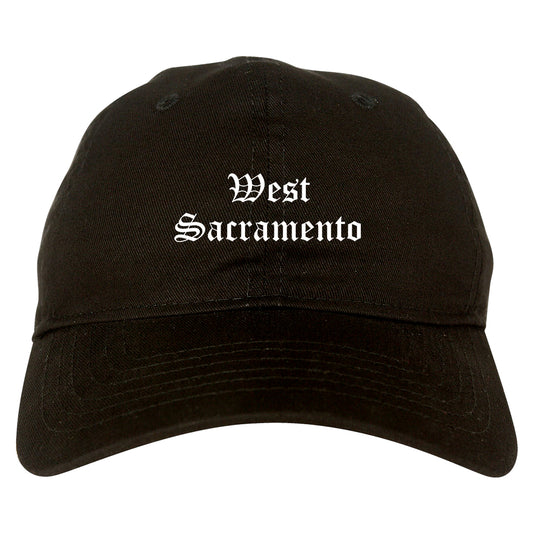 West Sacramento California CA Old English Mens Dad Hat Baseball Cap Black