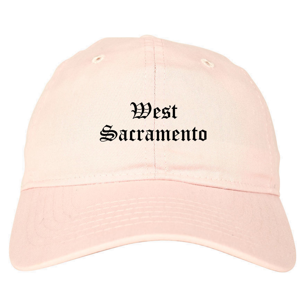 West Sacramento California CA Old English Mens Dad Hat Baseball Cap Pink