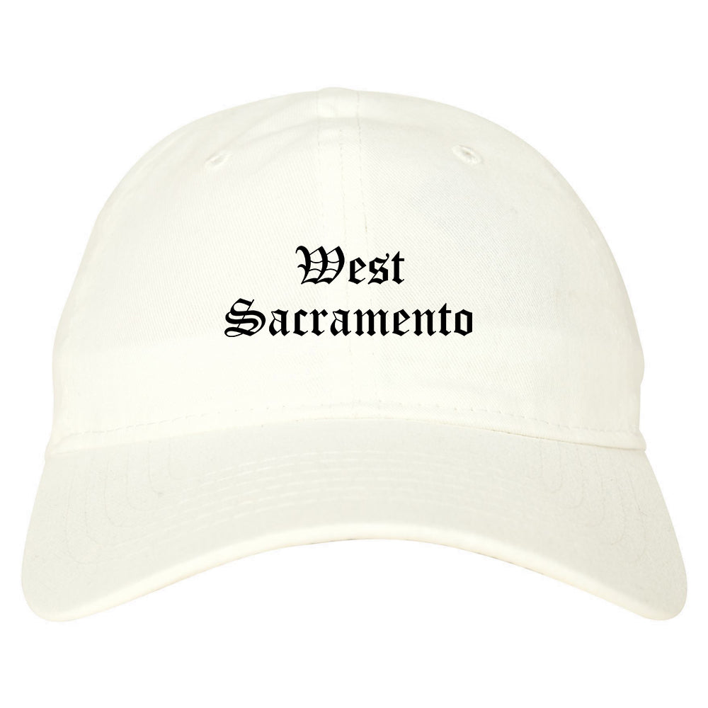 West Sacramento California CA Old English Mens Dad Hat Baseball Cap White