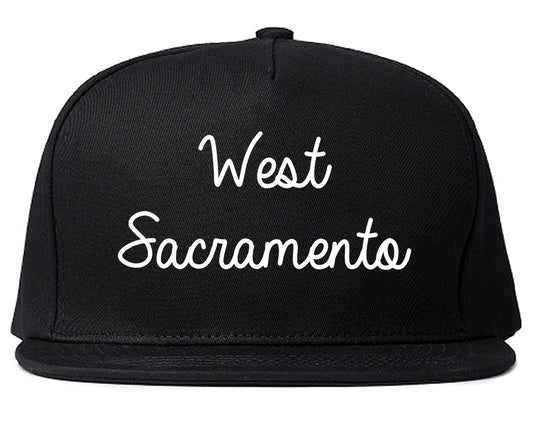 West Sacramento California CA Script Mens Snapback Hat Black