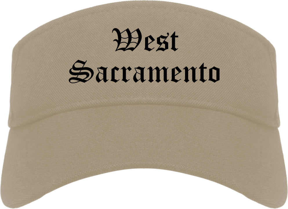 West Sacramento California CA Old English Mens Visor Cap Hat Khaki
