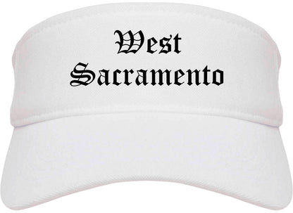 West Sacramento California CA Old English Mens Visor Cap Hat White