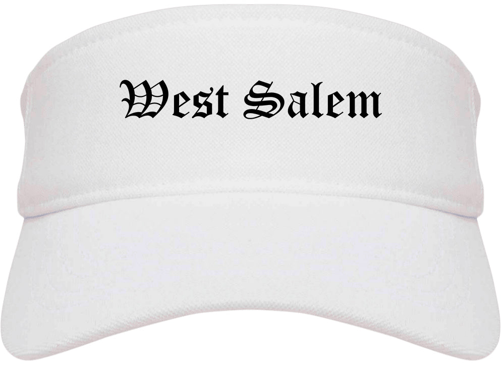 West Salem Wisconsin WI Old English Mens Visor Cap Hat White