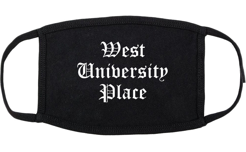 West University Place Texas TX Old English Cotton Face Mask Black