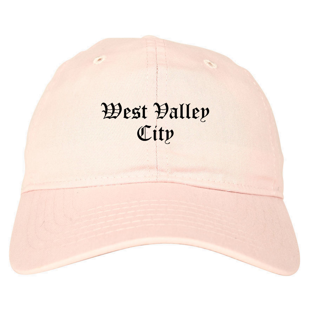 West Valley City Utah UT Old English Mens Dad Hat Baseball Cap Pink