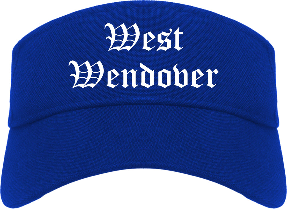 West Wendover Nevada NV Old English Mens Visor Cap Hat Royal Blue