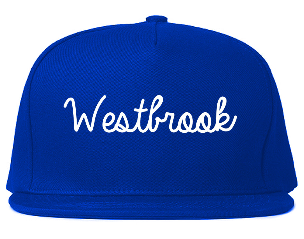 Westbrook Maine ME Script Mens Snapback Hat Royal Blue