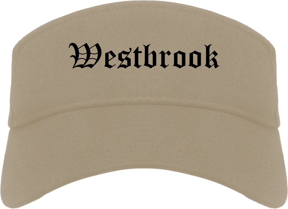 Westbrook Maine ME Old English Mens Visor Cap Hat Khaki