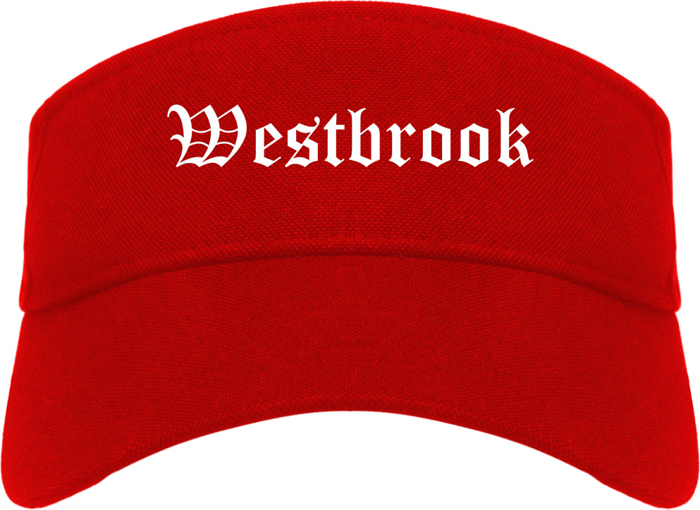 Westbrook Maine ME Old English Mens Visor Cap Hat Red