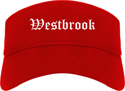 Westbrook Maine ME Old English Mens Visor Cap Hat Red
