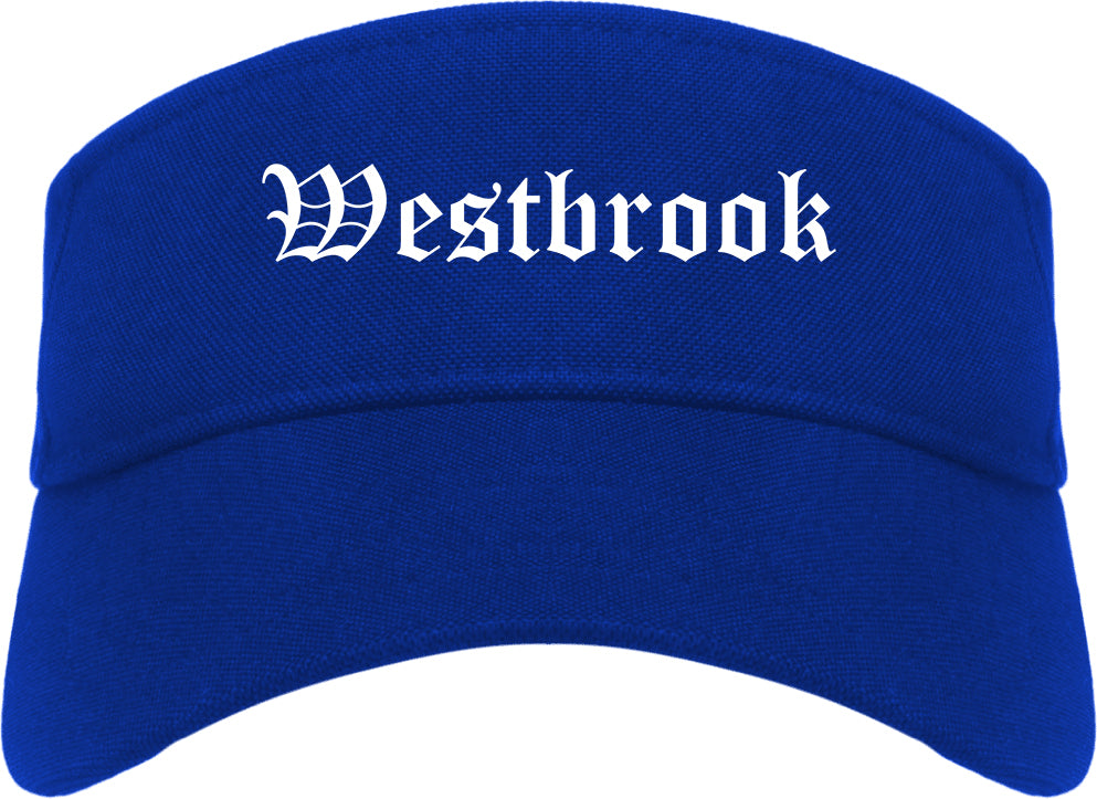 Westbrook Maine ME Old English Mens Visor Cap Hat Royal Blue