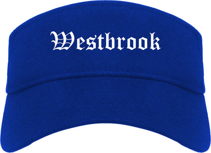 Westbrook Maine ME Old English Mens Visor Cap Hat Royal Blue