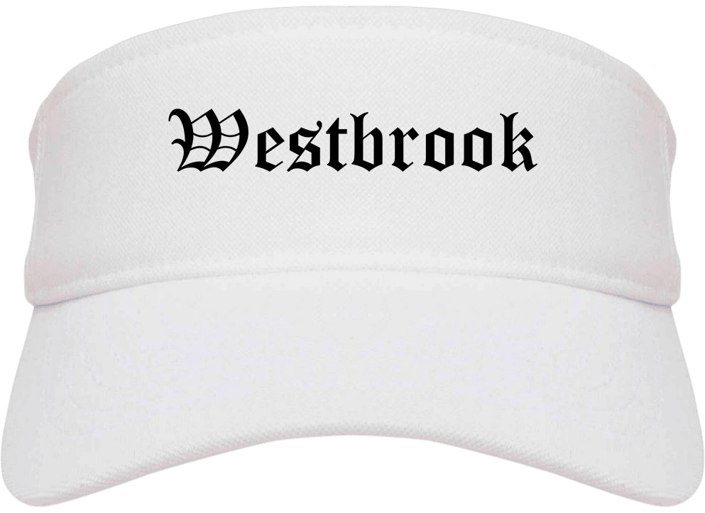 Westbrook Maine ME Old English Mens Visor Cap Hat White