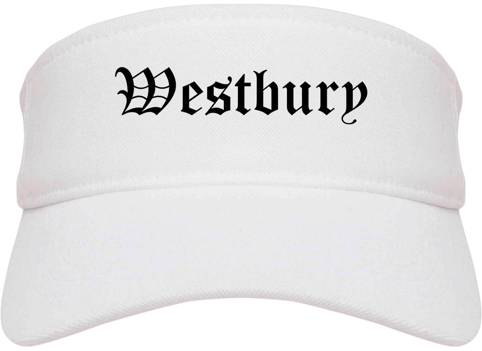 Westbury New York NY Old English Mens Visor Cap Hat White