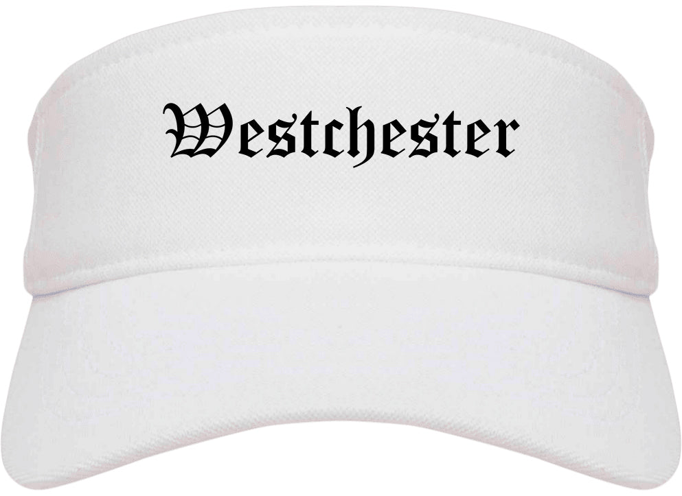Westchester Illinois IL Old English Mens Visor Cap Hat White