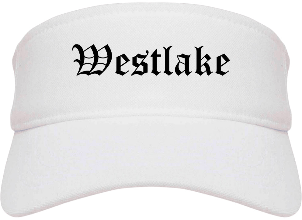 Westlake Ohio OH Old English Mens Visor Cap Hat White