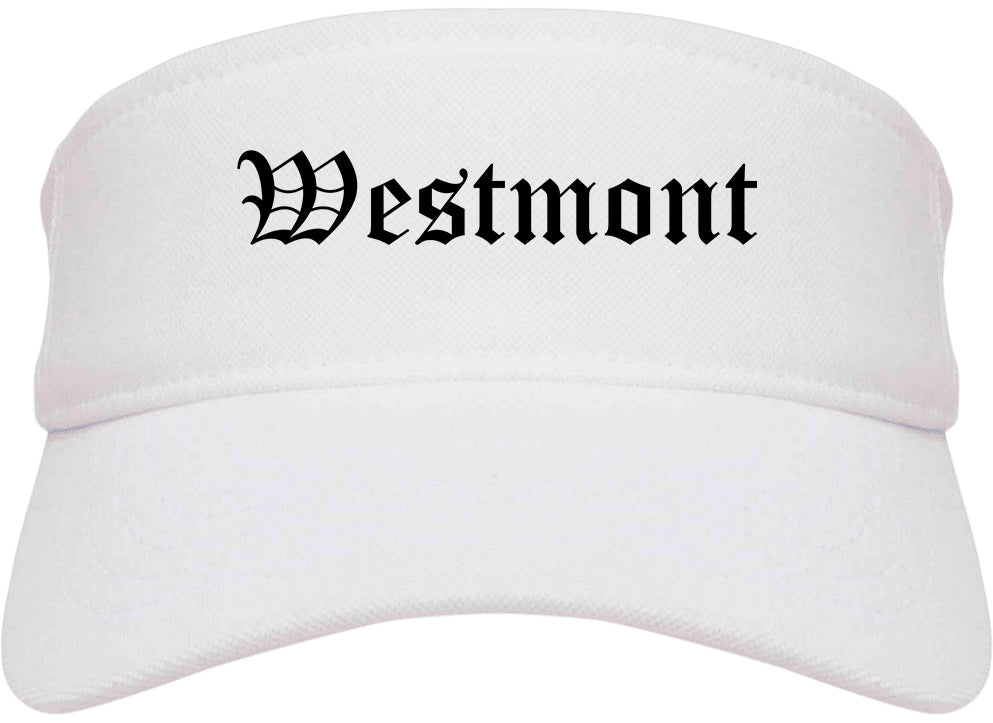 Westmont Pennsylvania PA Old English Mens Visor Cap Hat White