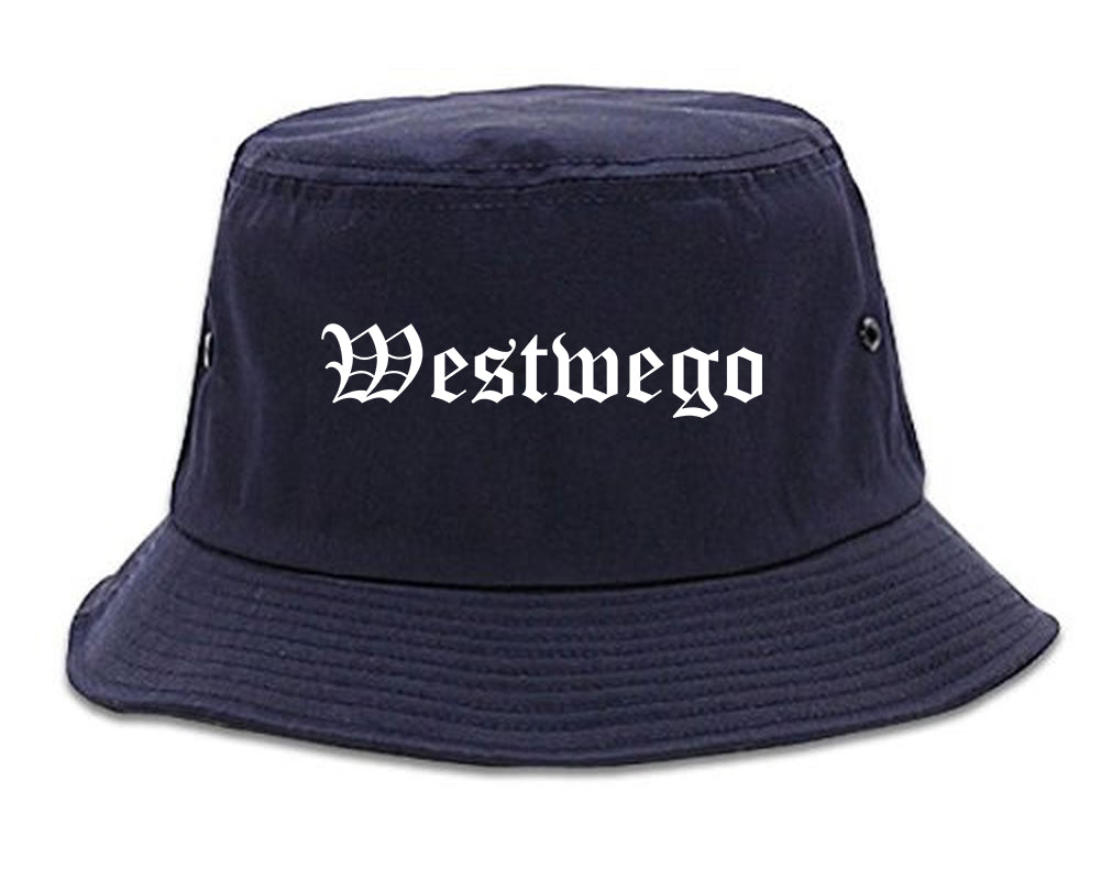 Westwego Louisiana LA Old English Mens Bucket Hat Navy Blue