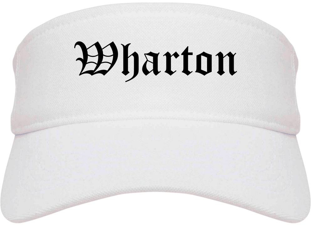 Wharton New Jersey NJ Old English Mens Visor Cap Hat White