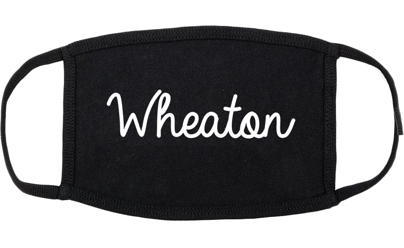 Wheaton Illinois IL Script Cotton Face Mask Black