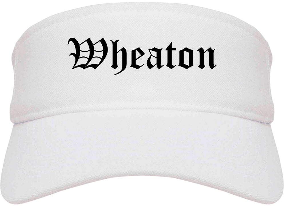 Wheaton Illinois IL Old English Mens Visor Cap Hat White