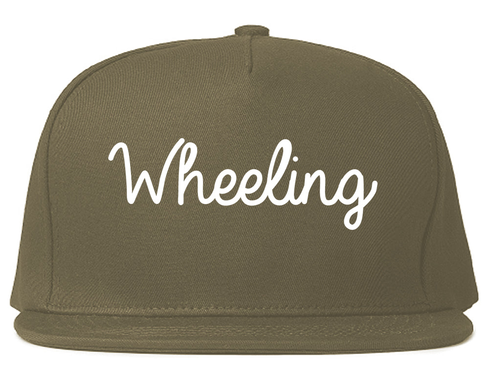 Wheeling West Virginia WV Script Mens Snapback Hat Grey