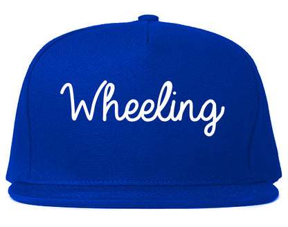 Wheeling West Virginia WV Script Mens Snapback Hat Royal Blue