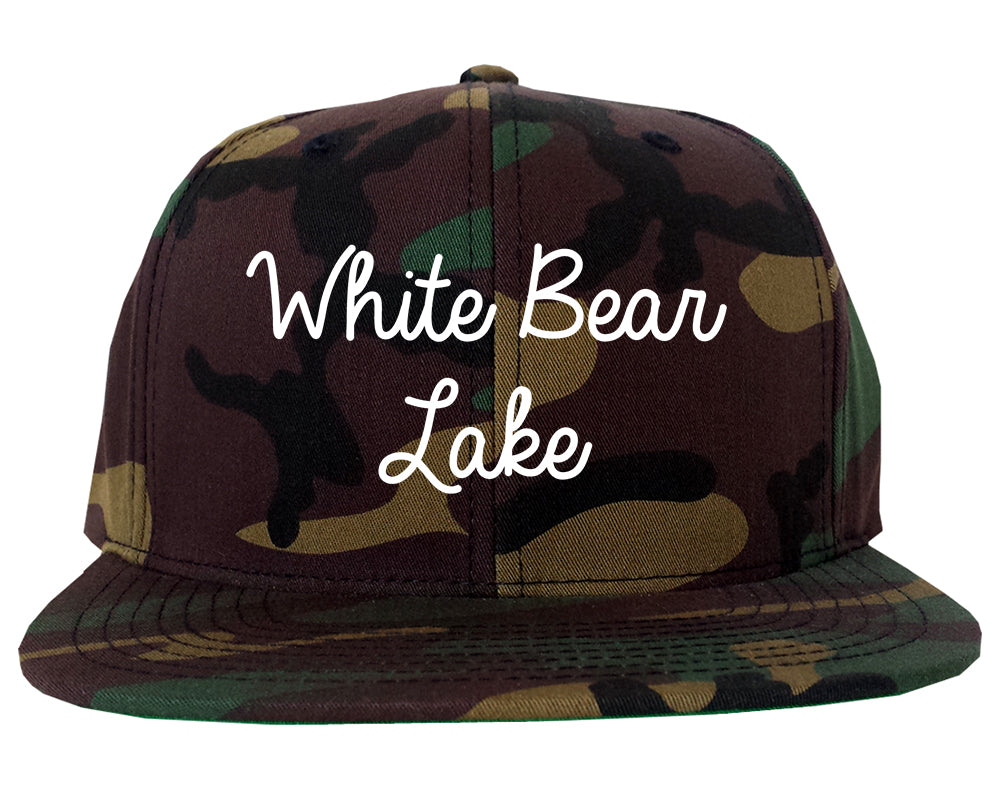 White Bear Lake Minnesota MN Script Mens Snapback Hat Army Camo