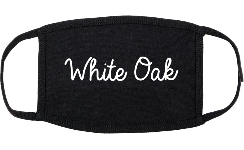 White Oak Texas TX Script Cotton Face Mask Black